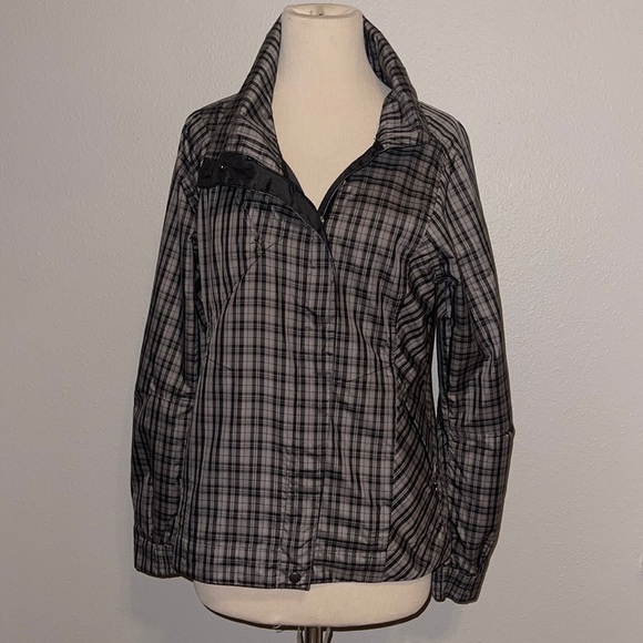 NAU XSmall Women's Taupe/Black Plaid Asymmetric Snap Closure Jacket - Picture 1 of 10